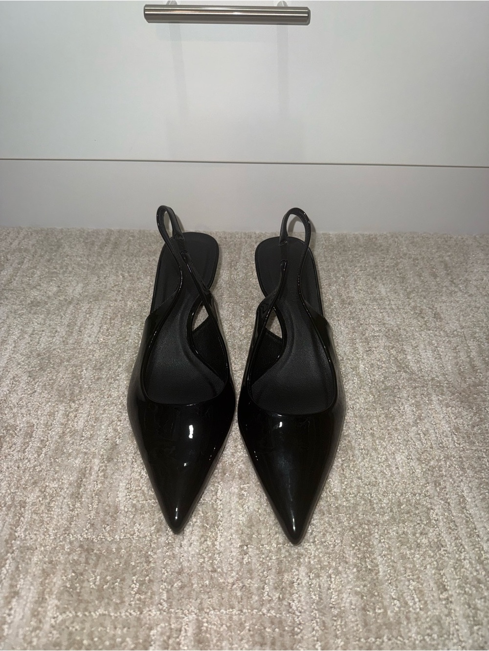 Billini Black Patent Pointed Slingback Heels